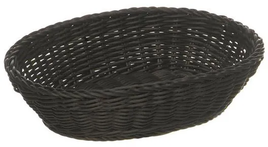 Brødkurv, oval, sort plastflet, 25x19xH6,5 cm